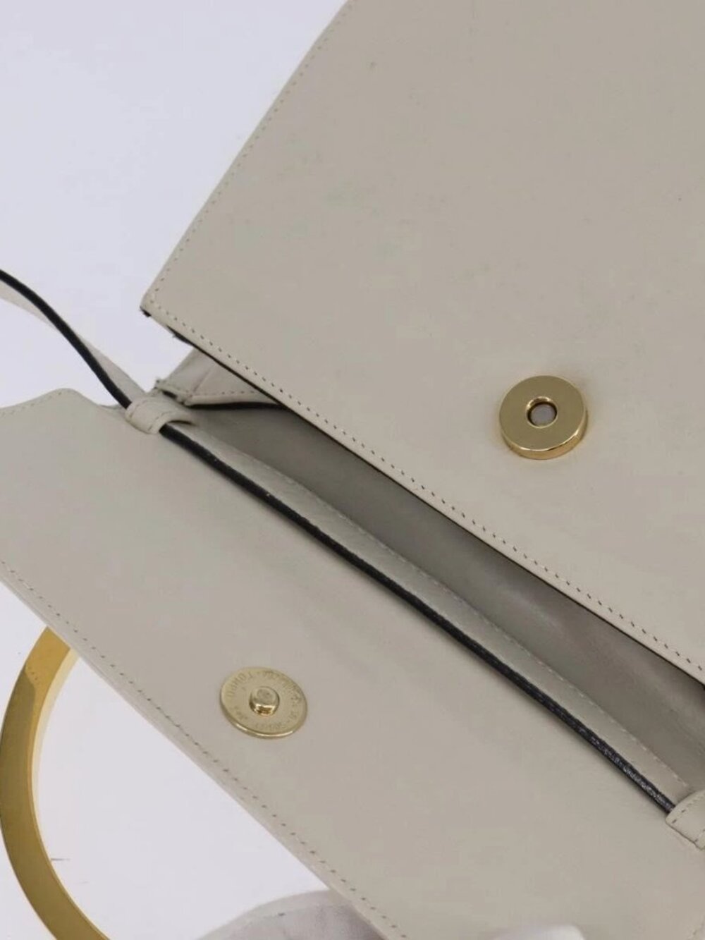 Salvatore Ferragamo Hand Bag Leather 2way White Gold Auth BA5896 - Picture 10 of 15